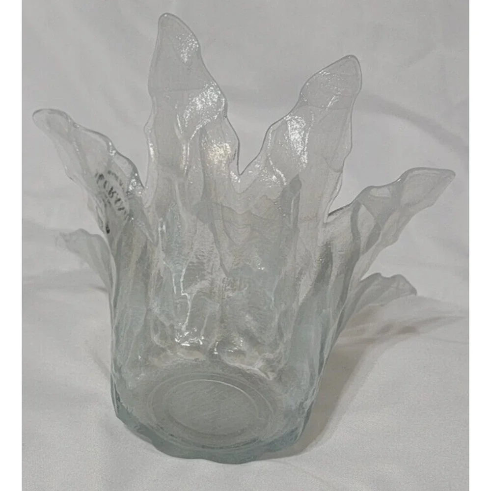 VTG ORIGINAL‎ MURANO HANDBLOWN GLASS FLOWER VASE/BOWL PLANTER WHITE - ITALY